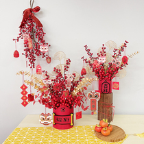2021 new lucky bucket new year floral set decoration living room room creative artificial flower fake flower rich fruit ornaments