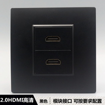 Black 86 Network 2 0HDMI HD straight socket two-digit HDMI mother-to-mother interface in-line panel