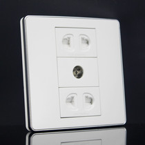Silver side 2 two-hole Power TV cable TV socket 86 type power supply with TV wall socket panel