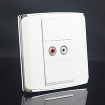 Type 86 steel frame White Red and White audio socket AV Lotus audio socket panel RCA Lotus wall switch