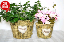 Wicker straw woven rattan creative basket flower arrangement flower basket pure hand woven multi-meat small flower pot
