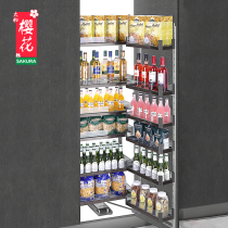 Sakura kitchen cabinet pull basket big monster multi-layer storage high cabinet glass pull basket large capacity storage cabinet High-depth basket
