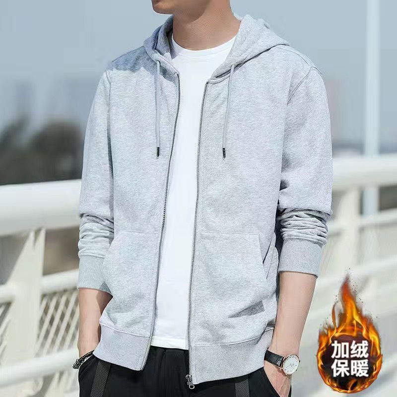 2023 New Autumn/Winter Cardigan Sweater Men's Hooded Coat Men's Fashion Sports Casual Versatile Solid Color Top