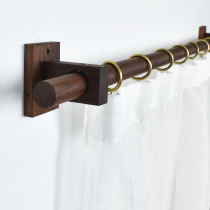 Black Walnuts Log Solid Wood Mass Double Single Pole Window Curtain Rod Nordic Day Style Door Curtain Rod Brief Roman Stem Bracket Perforated