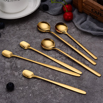 Vintage style bar coffee spoon Stirring round head bar spoon Gold stainless steel long handle square head ice spoon