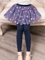 Girls spring and autumn hitting underpants outside wearing childrens skirt pants CUHK child fake two spring style pants baby mesh yarn pants skirt