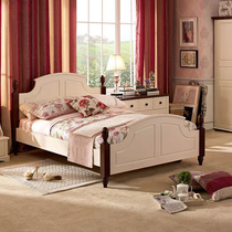 Ximengbao childrens furniture combination bedroom solid wood American fashion White Curry 1 5 m single bed childrens solid wood bed