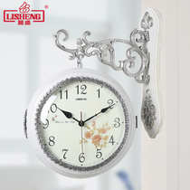 Lisheng European double-sided wall clock living room silent two-sided wall watch creative clock pastoral modern simple home clock