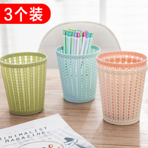 Creative imitation rattan woven plastic pen holder Multi-functional simple hollow student desktop storage box Office stationery pen bucket