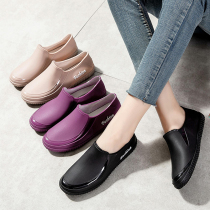 Japanese fashion rain boots womens summer lightweight non-slip low-top shallow flat-bottomed waterproof shoes Short tube womens rain boots rubber shoes