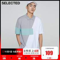 SELECTED Slade Summer Color Patchwork Color Poloshirt Trend Lapel Short Sleeve T-Shirt Men) 421206017