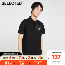 SELECTED silade summer new cotton letter trend casual lapel short sleeve T-shirt men S)421206076