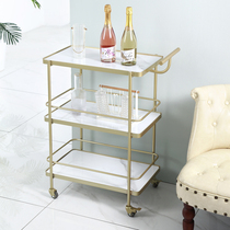  European-style wine cart Kitchen three-layer shelf Hotel mobile trolley Restaurant household dining car Wrought iron dining side cabinet