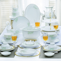 Jingdezhen Bowl plate set dishes combination tableware set 60 simple ceramic basin soup bowl home Bowl Bone China