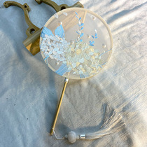 Double-sided fan ancient Chinese style womens long-handled tassel Hanfu cheongsam dance fan children summer round fan