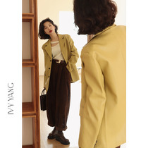 IVY YANG Shan sister leather suit jacket female 2021 new winter temperament fashion small retro leather clothing