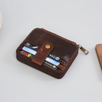 Retro made of old genuine leather wallet male and female short leather wallet head layer cow leather card bag multi-clamping drivers license integrated card clamping tide