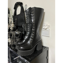 Ghost Sister Hot Girl Password Ultra Heightening Thick Bottom Black Matt Strap High Cylinder Long Boots Woman 2022 New product