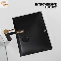 Modern black ceramic basin Oval square recessed bathroom cabinet under stone wash
