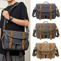 Retro canvas shoulder crossbody photo bag waterproof removable liner SLR camera shoulder bag tripod satchel bag