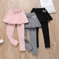 Girl Beats Bottom Pants Spring Autumn 2021 New Plus Suede Thickened Childrens Dress Pants Fake Two Girls Fashion Long Pants Baby