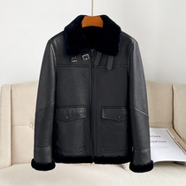 Imported Merino original ecological sheep fur one-piece coat male leather real hair lapel warm sheep cut leather jacket