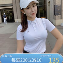 Korean Golf Womens Stretch Slim womens short sleeve T-shirt anti-light skirt spring and summer new set