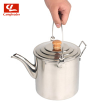 Outdoor Camping Stainless Steel Chandeliers Large Capacity Teapot Coffee Maker Wood Handle Portable Kettle Camping Wild Cooking Kettle