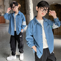 Boy denim shirt 2022 new children CUHK children long sleeves shirt in spring and autumn ocean jacket handsome blouses