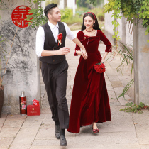Velvet toast Bride 2021 New Wedding Dress Engagement Door Dress Female Escape Princess Winter Little Man