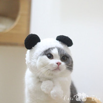 Pet knitted hat panda cross-over hat cat head cover English short Garfield cat hat handmade woven hat cat hat