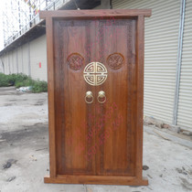 Solid wood gate courtyard antique Chinese Villa open door rural self-built house yard gate clubhouse wall wooden door