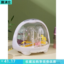 Bottle storage box baby products drying rack dustproof with lid drain transparent baby tableware storage box large