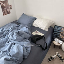 Mysterious Klein Blue) ins Wind cotton washing cotton bedding four-piece single dormitory three-piece set for four seasons