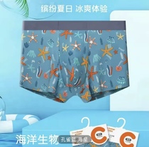 The mens untraceless ice silk flat corner short underpants head.