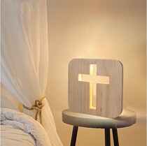 jidujiao gift scripture night lamp bedside lamp Fellowship ornaments cross wooden table lamp wedding gift