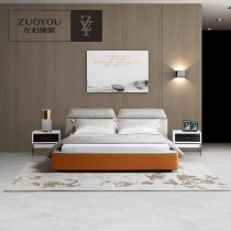 Left and right sleeping fabric bed Master bedroom soft bed Double furniture Wedding bed Guest second bedroom 1 8 meters SC0080