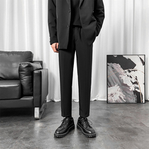 Spring mens straight drum Little Western pants Korean version Trend handsome Casual Long Pants Ins port Wind Loose Clothing Pants