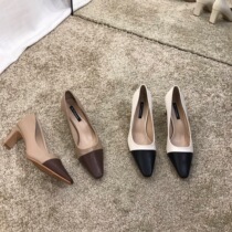 ITSK shoes children high heel shoe style square head light mouth coarse and small balsamic work women shoes single shoes