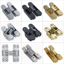 Three-dimensional adjustable hidden hinge invisible black gold brushed zinc alloy stainless steel dark silver hidden hinge folding
