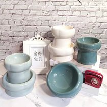 Export tail single blemish small petals goblet ceramic neck bowl dog cat food basin pet supplies anti-knock