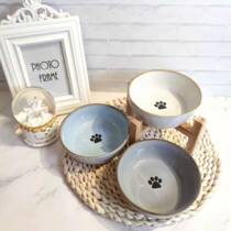 Japanese ceramic pet bowl High foot neck protection cat dog bowl Water food bowl Wide mouth deep large capacity cat bowl Dog