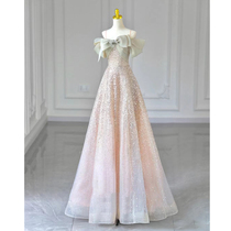 Straight Shoulder Birthday Little Evening Gown Dress Woman Bridesmaid Service Light Extravagant high-end High sense Engagement toast to the bride