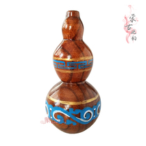 Mongolian characteristic tableware Solid wood toothpick tube Hand-painted gourd-shaped toothpick tube Mongolian wooden tableware