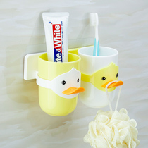 Cartoon Children Toothbrush Holder Dental Shelve Shelf Suction Wall Wall-mounted Adorable free and perforated Toothbrush Tooth Cup Suit