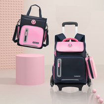 Children pupils trolley bag three stairs 1234 wu liu nian-large capacity waterproof burden