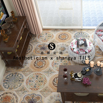 Flower brick American patio garden balcony floor tiles imitation ancient brick Nordic 300 kitchen toilet 3D retro small flower brick