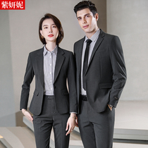 2021 dark gray professional wear womens suit Car 4s shop overalls high-end suit autumn and winter New Suit