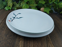 Vegetable plate thick side shallow plate high foot disc shallow plate antique high-end specialty restaurant hotel home tableware restaurant dish