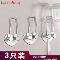 Toilet bathroom stainless steel toothbrush holder non-perforated cup holder tooth Holder